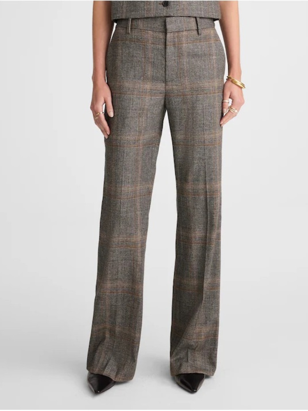 Madewell NWT Plaid Tweed Wide Leg Trousers Italian Fabric Workwear
